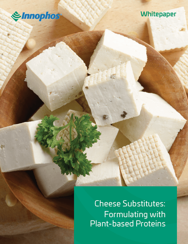 Cubes of cheese susbstitutes with garnish in a bowl