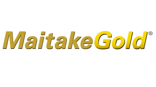 MaitakeGold® logo with stylized yellow and gold text.
