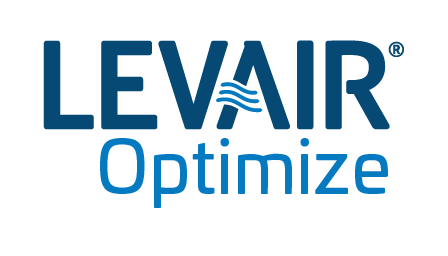 LEVAIR Optimize logo with stylized wave design in the letter A.
