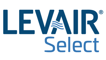 LEVAIR® Select logo with stylized 'A' featuring three wavy lines and 'Select' in light blue below.