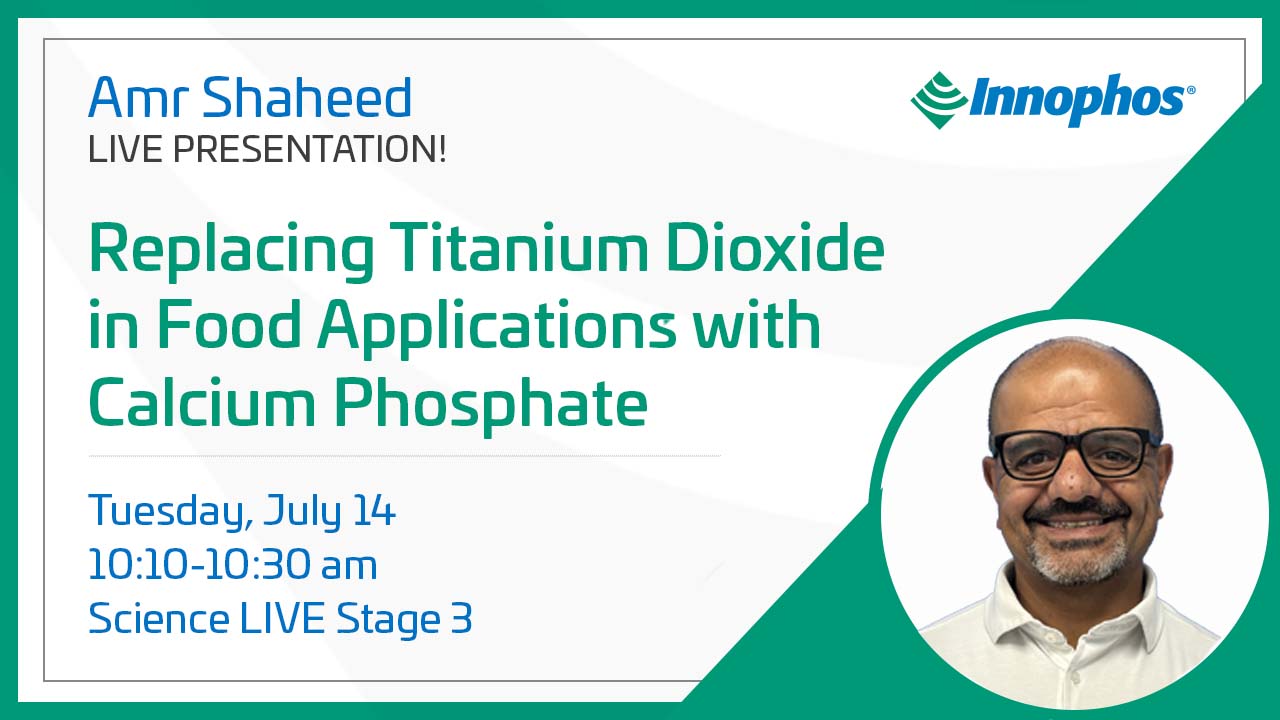 Live presentation on replacing titanium dioxide in food applications with calcium phosphate.