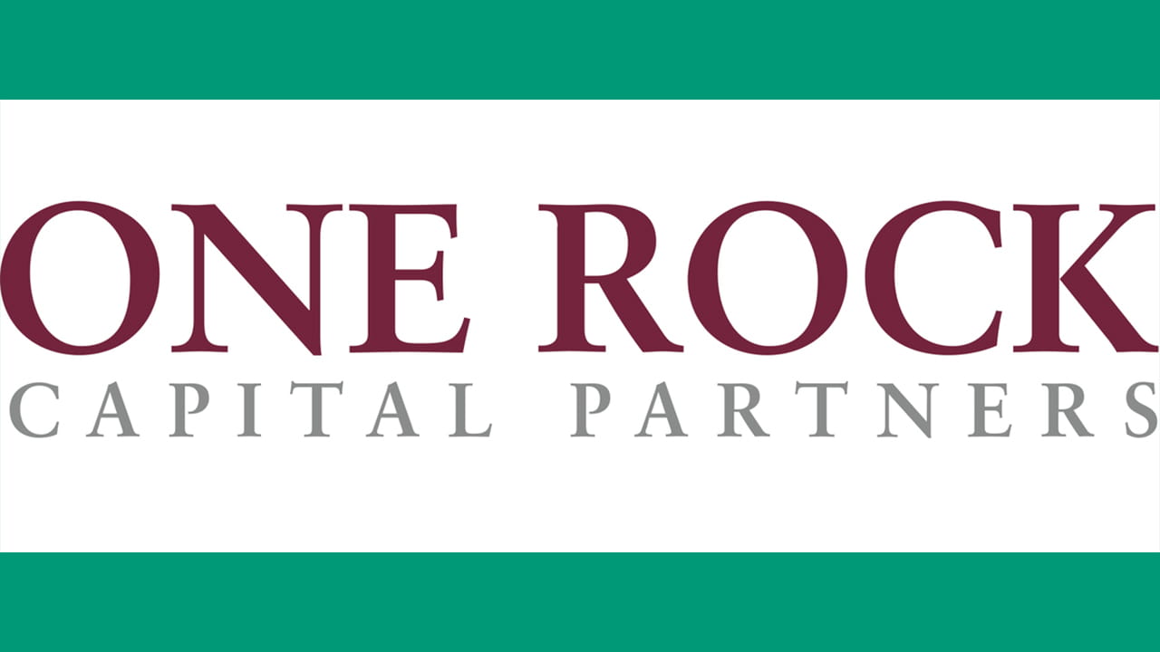 Logo of One Rock Capital Partners with maroon and gray text on a white and teal background.