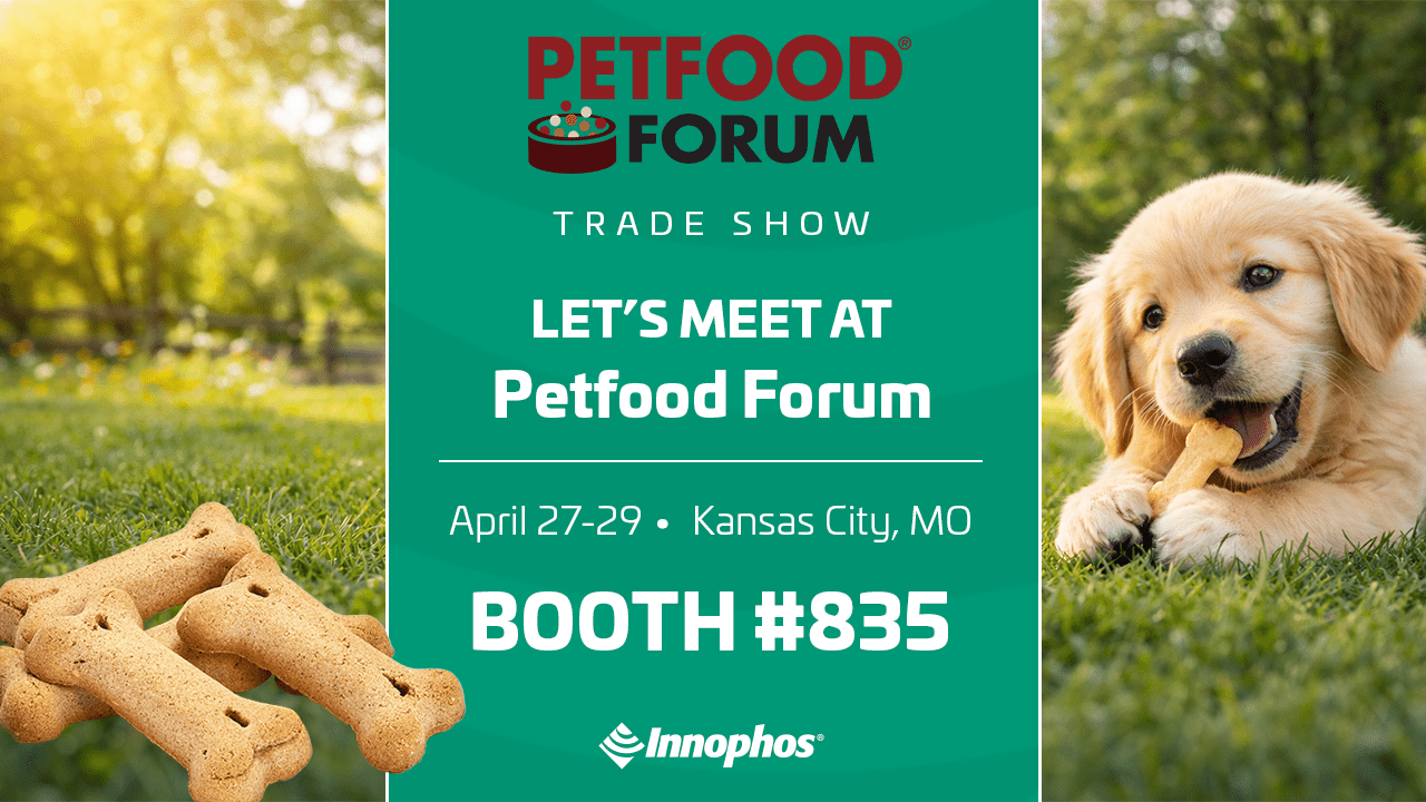 **Alt text:**   Petfood Forum Store Show 2026 promo with dog, pet treats, and Booth #835 details.
