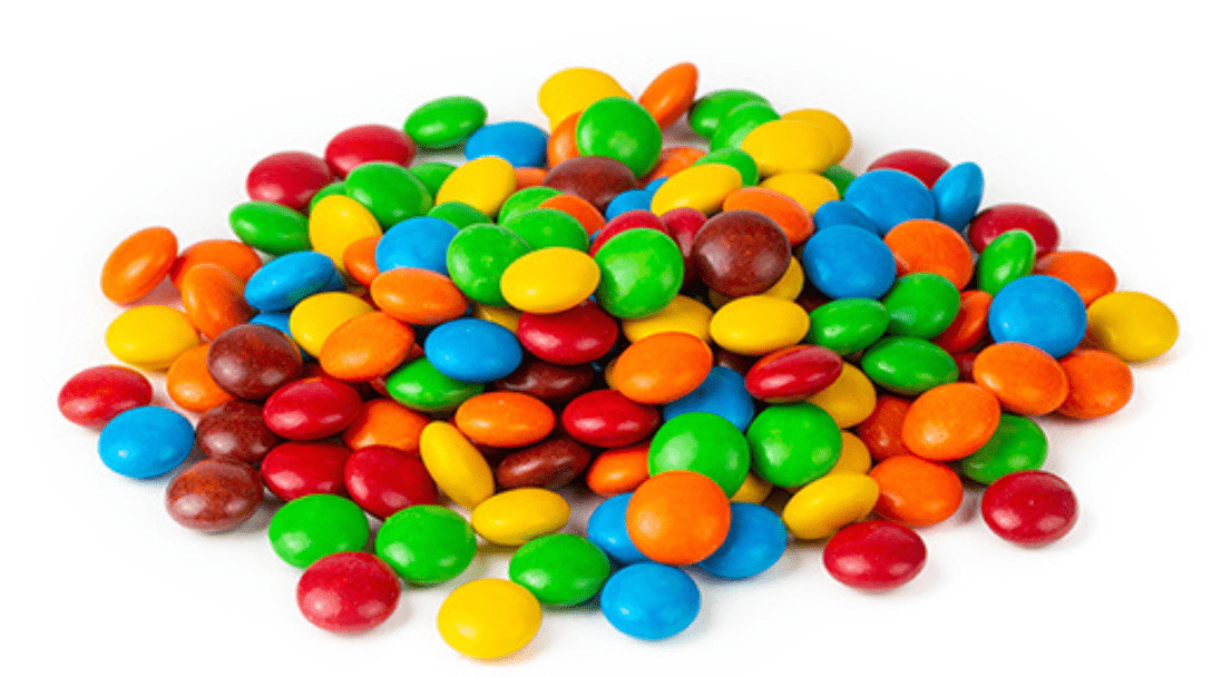 colorful candy-coated chocolates in a pile