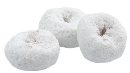 Three powdered sugar donuts