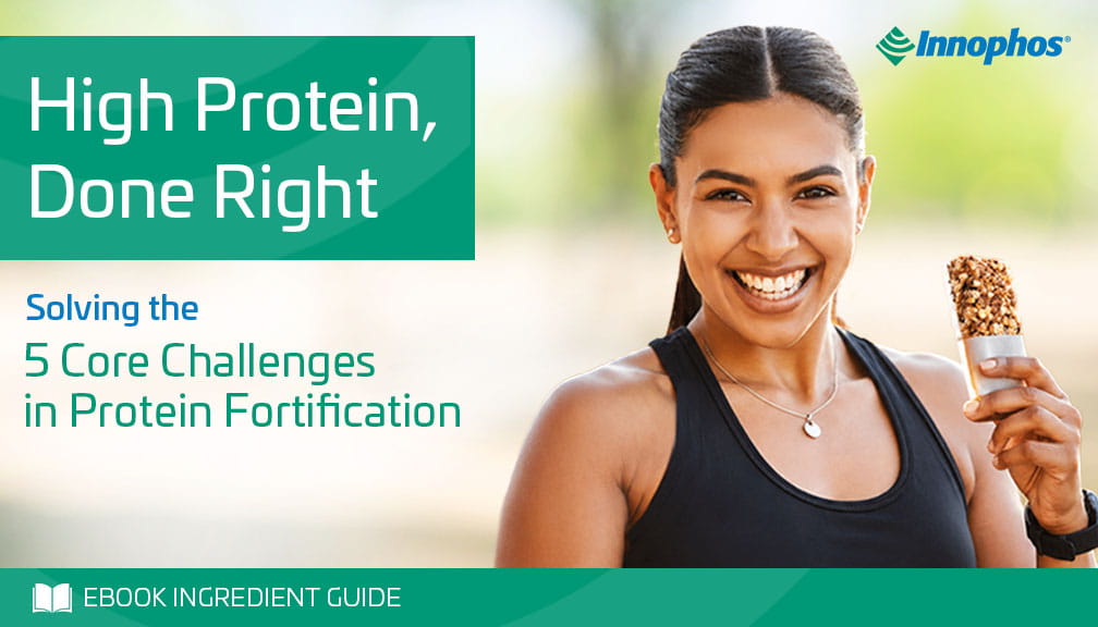 Person holding a protein bar beside “High Protein, Done Right” message.