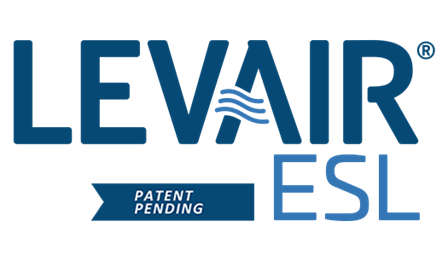 LEVAIR ESL logo with 'PATENT PENDING' on a blue ribbon