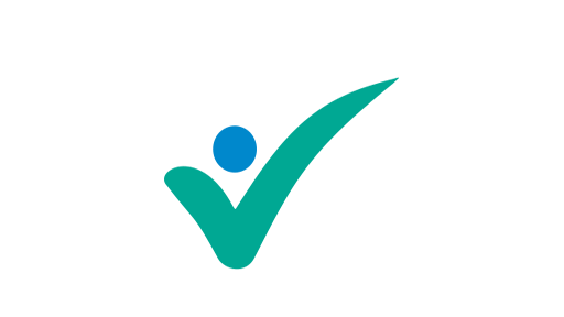 A green checkmark and a blue dot