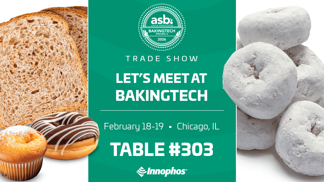 BakingTech 2026 promo with baked goods and event details for Table 303.