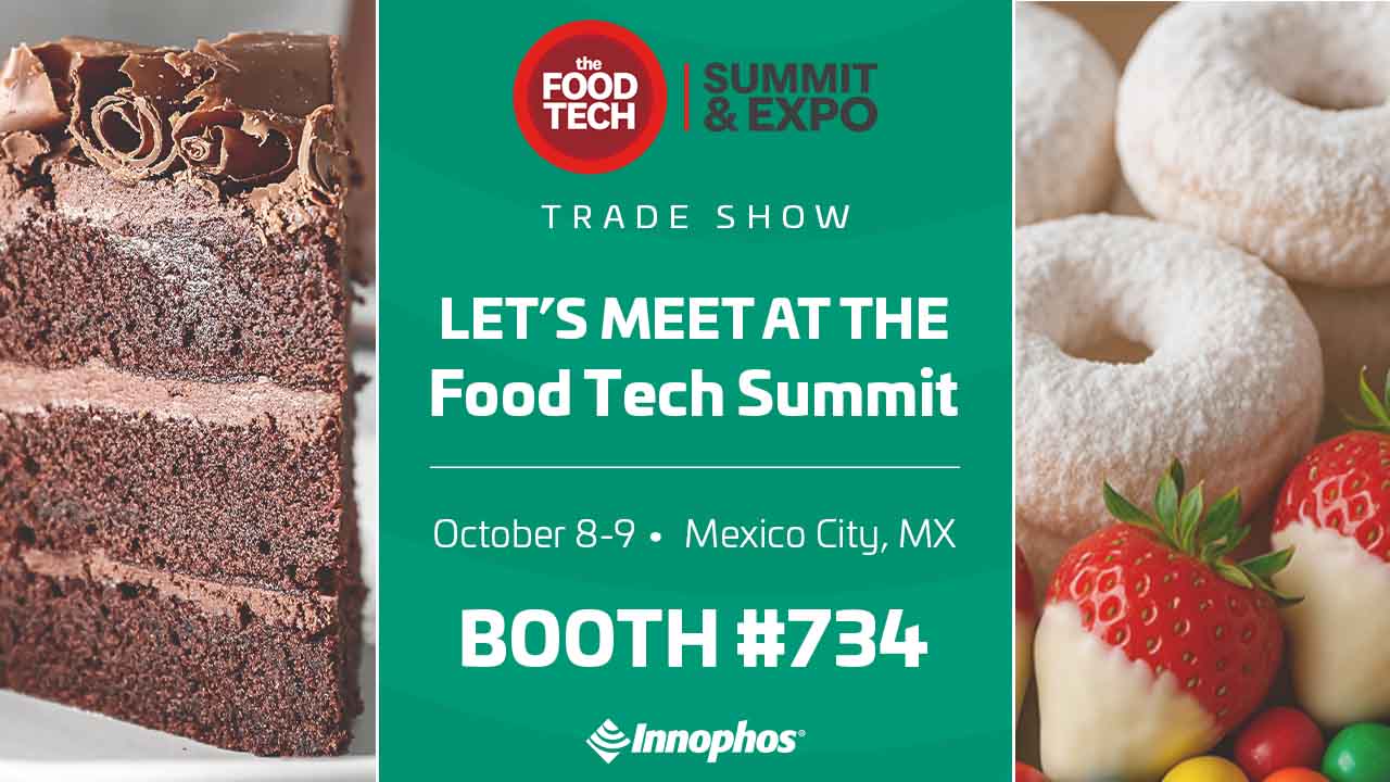 Invitation to Food Tech Summit with chocolate cake and donuts