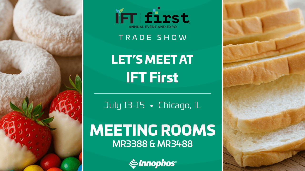 IFT First event flyer with bread and strawberries, Chicago July 13–15, meeting rooms listed.