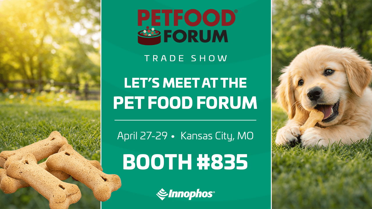 **Alt text:**   Petfood Forum Store Show 2026 promo with dog, pet treats, and Booth #835 details.